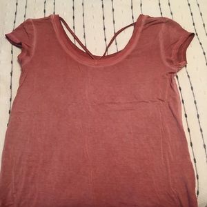 AMERICAN EAGLE: (S) Red Strappy Tee